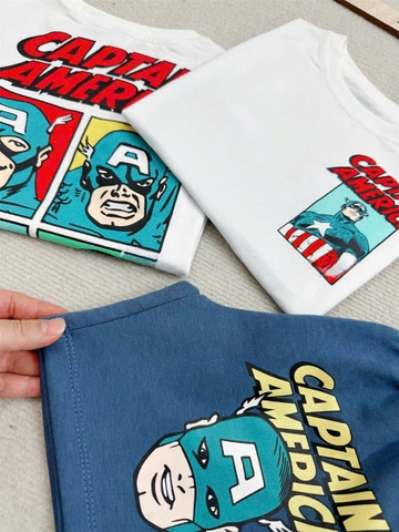 BT483- Bộ captain trắng xanh áo mix quần cua