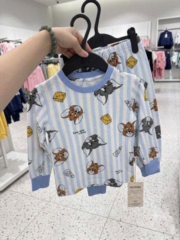 bT1051- Combo 2 bộ cotton Minibebe Tom-Jerry than kẻ