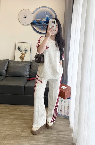 Set864- Set áo cộc tay phối quần dài suông