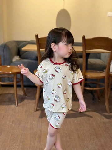 Cb342- Combo 2 bộ legging viền hello kitty bé trái chất cotton