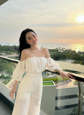 Set trắng LI-EN quần ống suông có lót