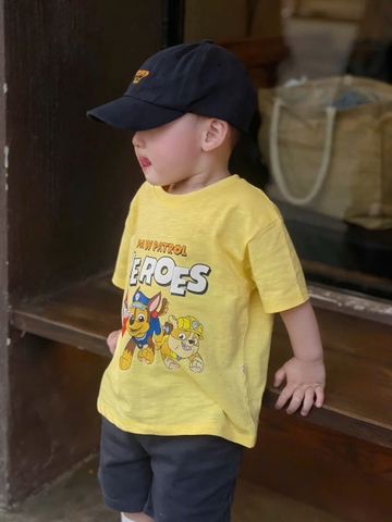 CB294- Combo 3 áo tem HERO vàng,đeb,ghi cotton bé trai