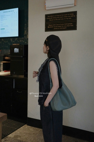 Quan078- Quần baggy jean xanh than viền sọc