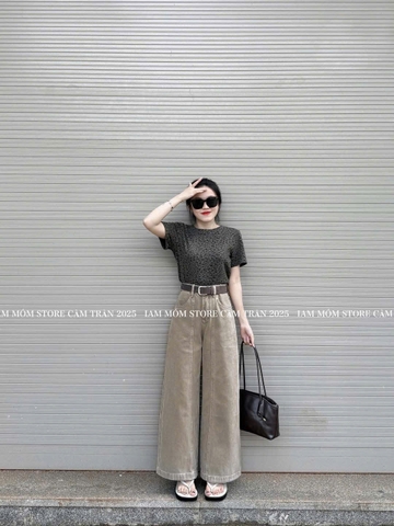 Quan086-Quần jean suông nâu tặng kèm đai