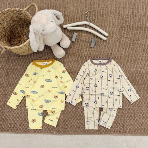 BT1071- Combo 2 bộ thun zip màu pastel viền cổ dài tay
