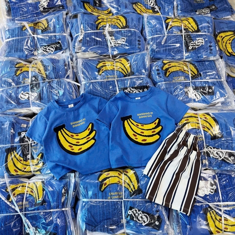 BT1030- Bộ cotton Xanh-Vàng in chuối