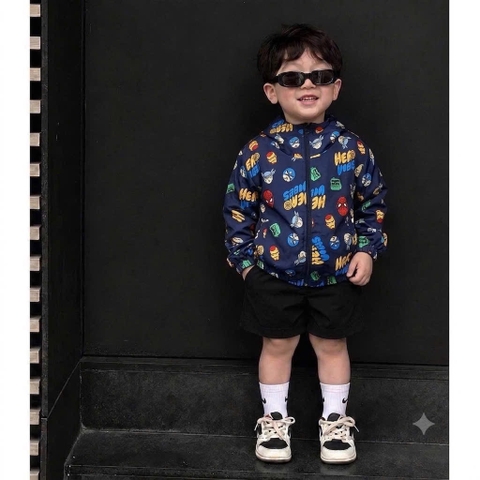 Bt1045- Áo khoác gió nhện xanh trẻ em Minibebe