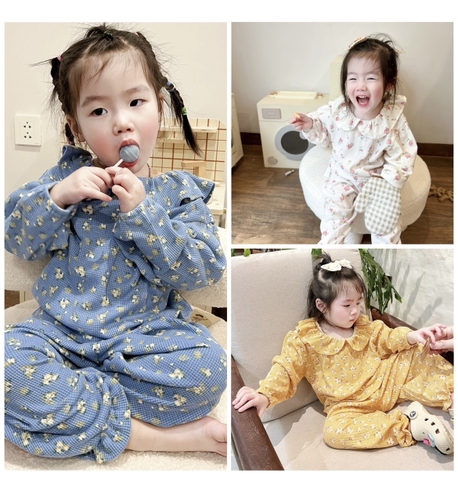 CB034 -Combo 3 bộ hoa dài viền bèo trẻ em VNXK ( Kh lưu ý chọn màu)