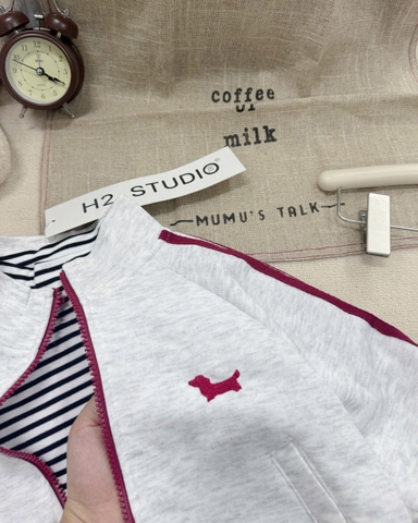 BT756- Bộ nỉ haida khoá kéo màu xám cho bé trai 9-25kg