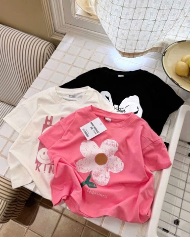 CB223-Combo 3 áo hoa cộc tay chất cotton bé gái