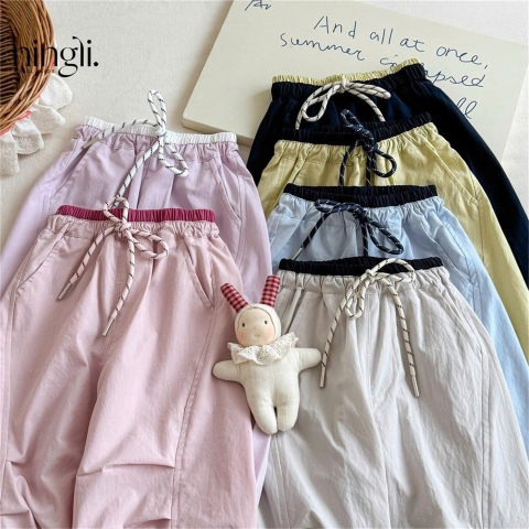 CB401- Combo 3 quần gió nhiều màu cạp chun cho trẻ em