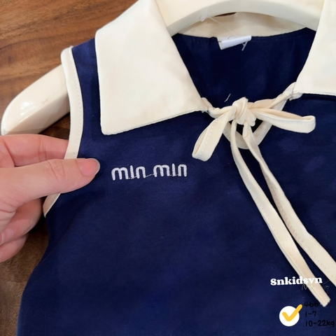 BT853- Bộ than bé gái viền be chất cotton CV có lót thêu chữ