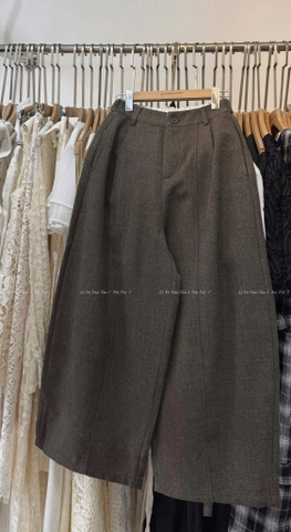 Quan094-Quần dạ xám cạp chun sau dáng suông mẫu mới