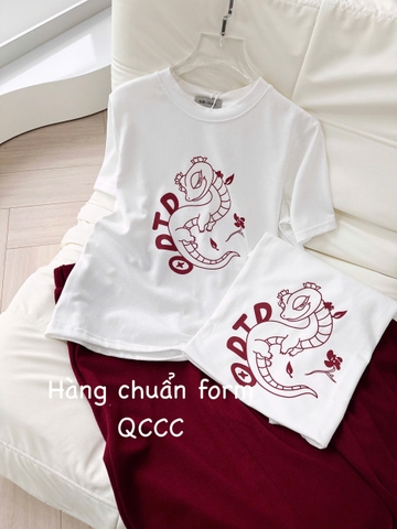 ☘️SET484-SET BỘ CV ĐỎ mix áp coton trắng in rông