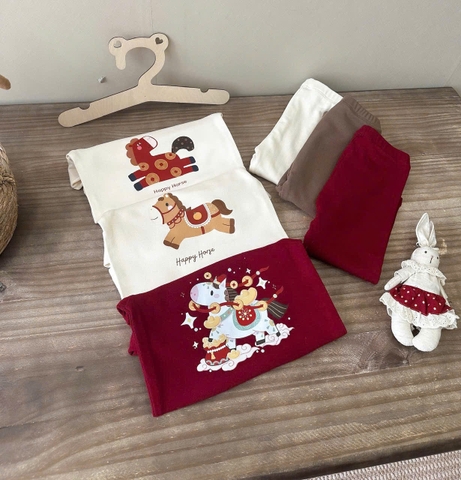 Bt790- Bộ nỉ lót lông Tết BÍnh Ngọ cho bé