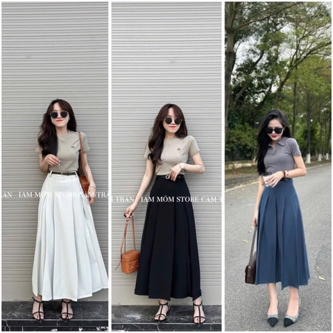 CV10_Chân váy midi dáng dài trơn 3 màu