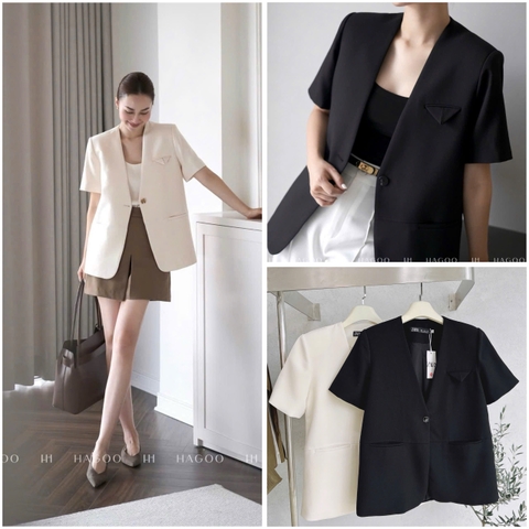 A393- Áo vest blazer cộc tay công sở 2 màu