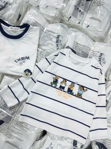 CB387-Combo 2áo cotton zip dài tay trắng trẻ em