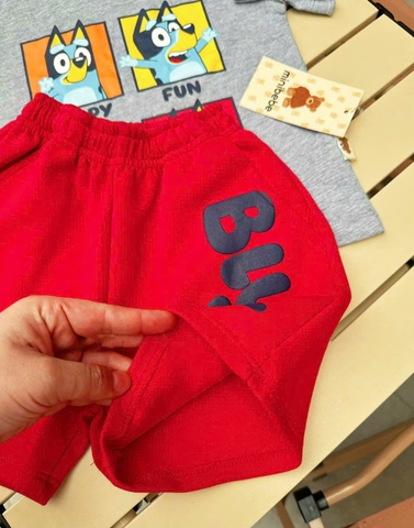 BT334-Bộ áo cotton HAPPY FUN mix quần cua đỏ bé trai