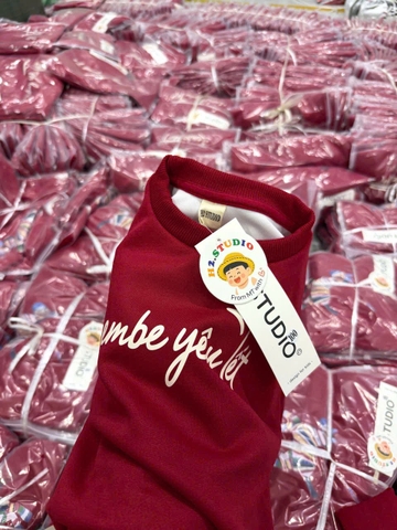 A455-Áo nỉ đỏ gia gia đình em bé yêu Tết