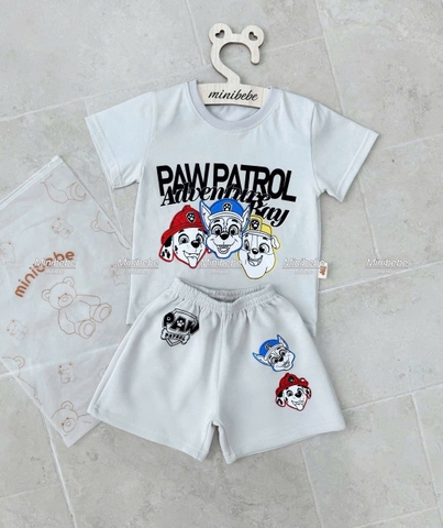 bT569- Bộ Chó cứu hộ màu ghi áo coton quần nỉ mì