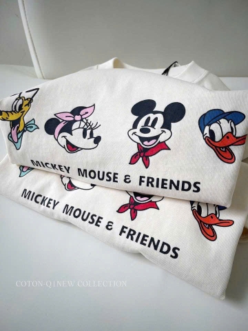 A511-Áo thun 3 MICKEY trắng in ngực in lưng