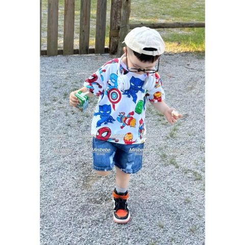 BT543- Bộ siêu nhân nhiều màu mix quần jeans chất mềm