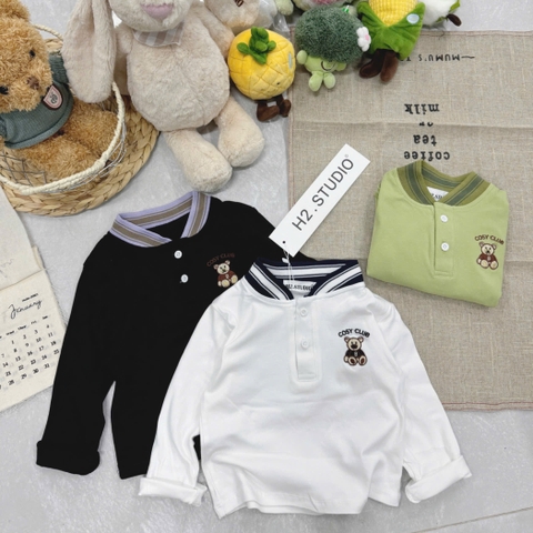 Bt690- Combo 3 áo thêu GẤU Cosy cổ bo dệt loại đẹp