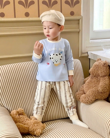 CB396- Combo 3 bộ thun dài tay bé trai CÚN sắc màu