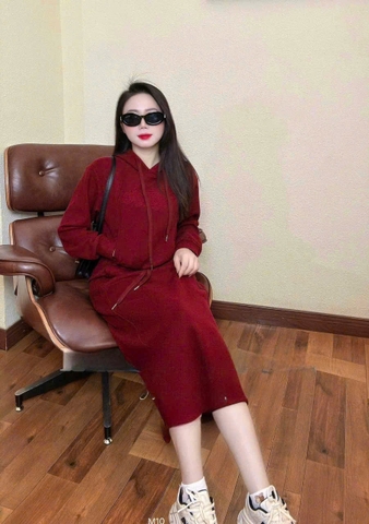 SET438-SET VÁY MŨ BỔ TÚI THÊU 2 MÀU TRẮNG,ĐỎ☘️