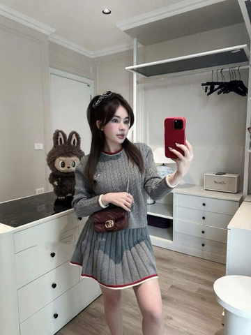 Set765- Set len dài tay 3 màu CV xếp ly hàng Quảng Châu