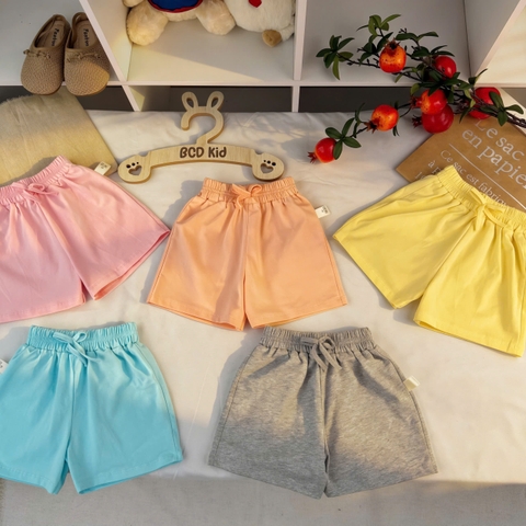 BT844-Combo 5 quần cộc cotton cạp chun màu sắc cho bé gái 9-26kg
