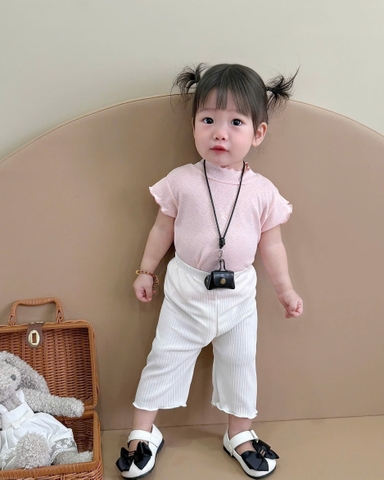 CB253-Set 2 áo thông hơi+1 quần bé gái màu nhạt