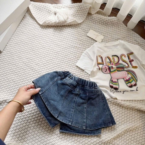 bt920- Bộ áo ngựa mix CV jeans bèo 2 màu