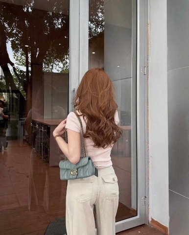 Quan127- Quần jeans suông màu be dài 95cm