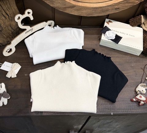 Aokid024-Áo len trẻ em 2 màu đen-be dày dặn,mềm ấm