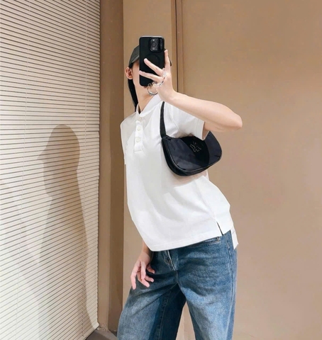 A543-Áo polo trắng thêu chữ B.B nhà máy full tem loại đẹp