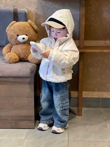 AOKID04-Áo gió trẻ em 2 lớp ló lông có mũ 3 màu