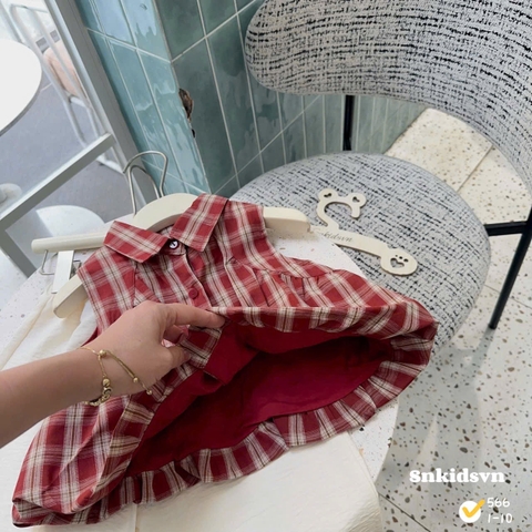 damgai08- Bộ áo kẻ caro mix quần suông màu be