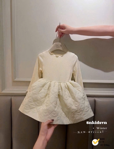 Bt784- Váy xoè phối len dài tay bé gái 3 màu