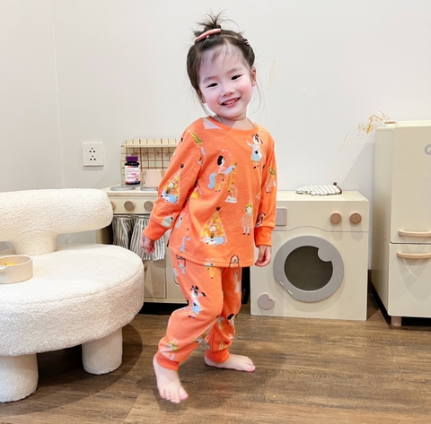 CB024- Combo 2 bộ thun cam hồng FUN TIMES trẻ em VNXK