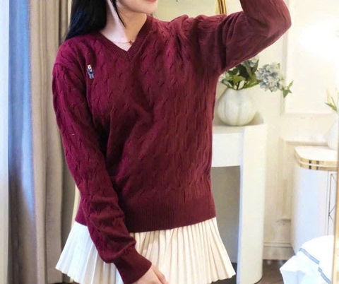 A440- Áo len gấu cổ V 3 màu hàng nhà máy chuẩn