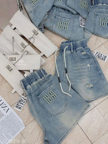 Quan065- Quần short jeans thêu miu miu chất mềm