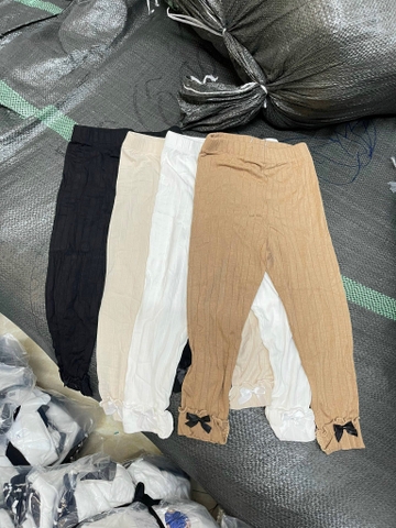 CB068- Combo quần 4 legging nơ đen trẻ em VNXK