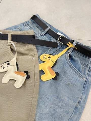 Quan095-Quần jean suông 2 màu xanh và nâu dài 100cm TẶNG KÈM ĐAI