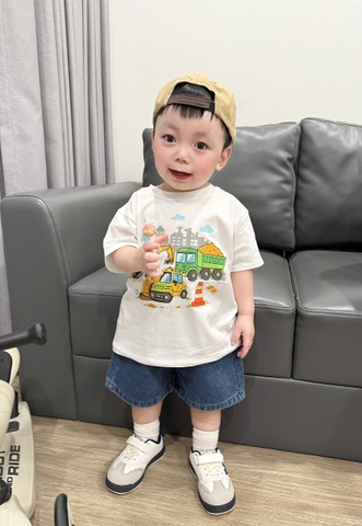 BT852-Combo 3 áo thun cộc tay cotton mềm mát họa tiết oto cho bé trai 9-23kg