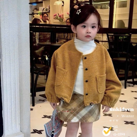 BT827-SEt dạ 3 chi tiết 2 lớp đỏ-vàng bé gái thiết kế