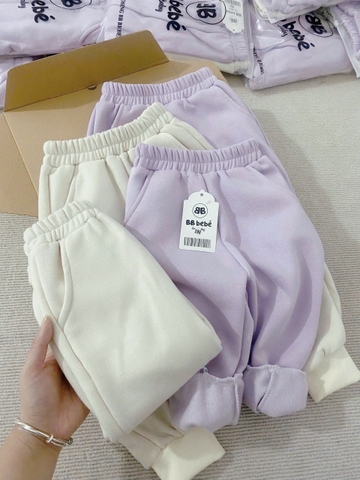 CB191 (9-26kg)-Set 2 quần nỉ bông thu đông tím bé gái