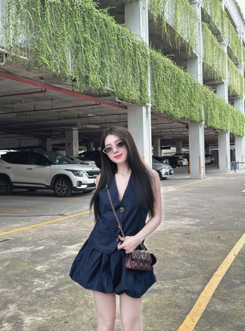 Set687- Set đầm than 2 lớp CV có lót quần