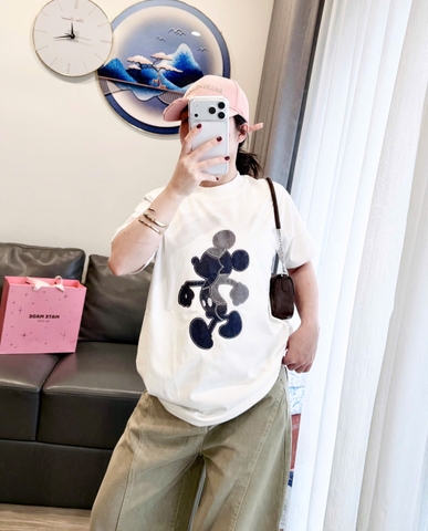 A507-Áo thun suông trắng mickey